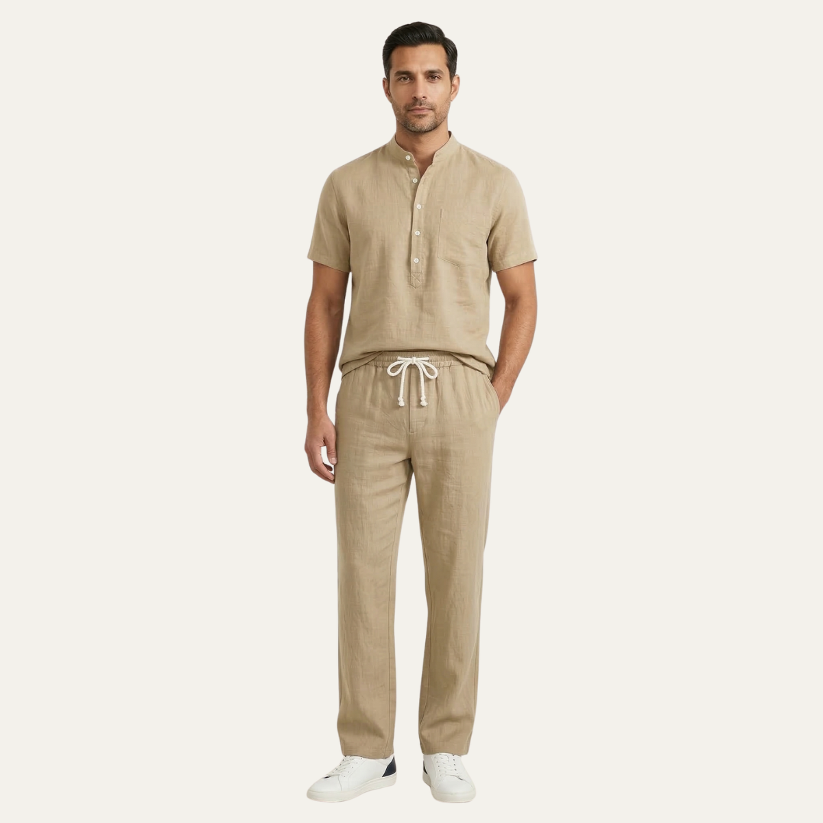 The Meadowhill Ridge Men’s Lightweight Cotton Linen Set Polo – Shirt & Pants