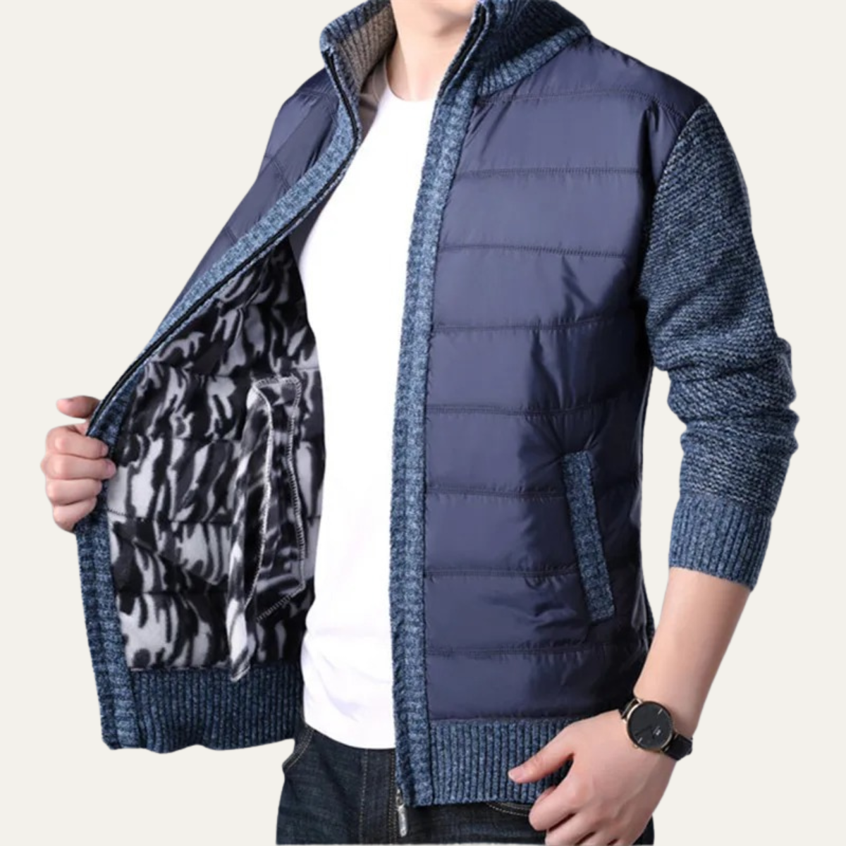 The Dundee Men’s Winter Knit-Sleeve Zip Up Puffer Jacket