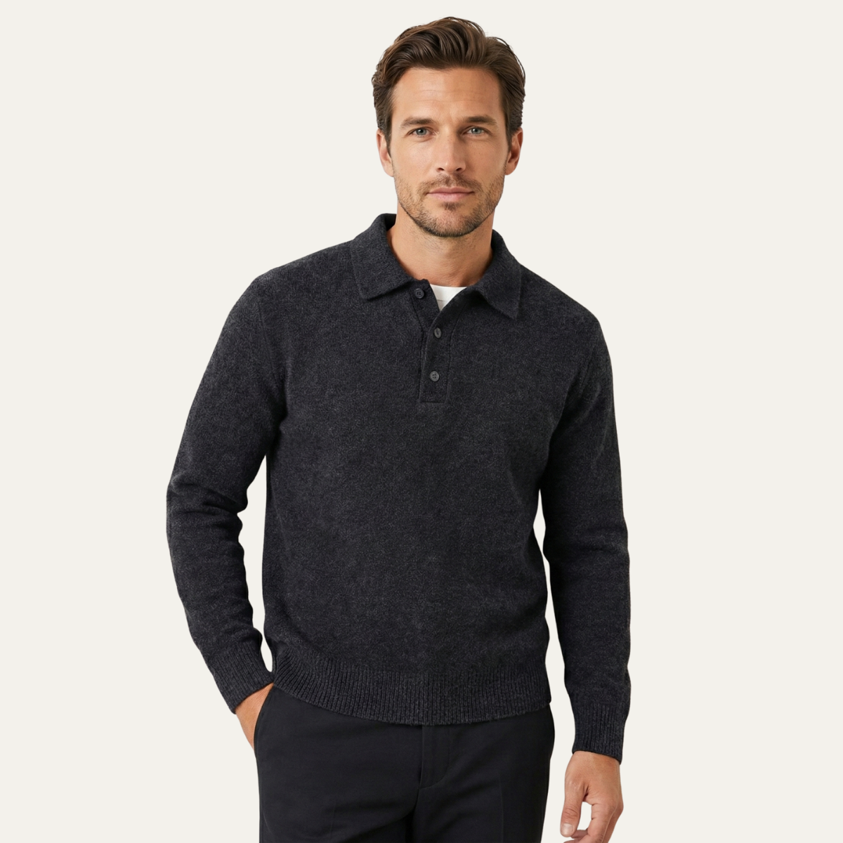 The Cedarfield Men's Trendy Soft Knit Polo Cashmere Sweater