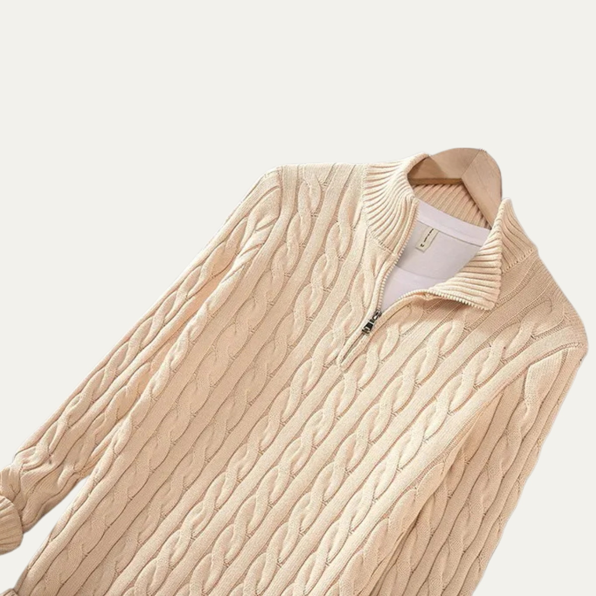 The Ashmeadow Men’s Soft 100% Cotton Cable Knit Half Zip Sweater