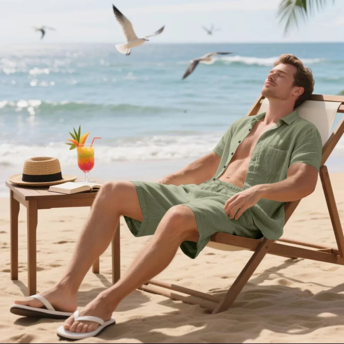 The Wexley Men’s Summer Retro Beach Set – Shirt & Shorts