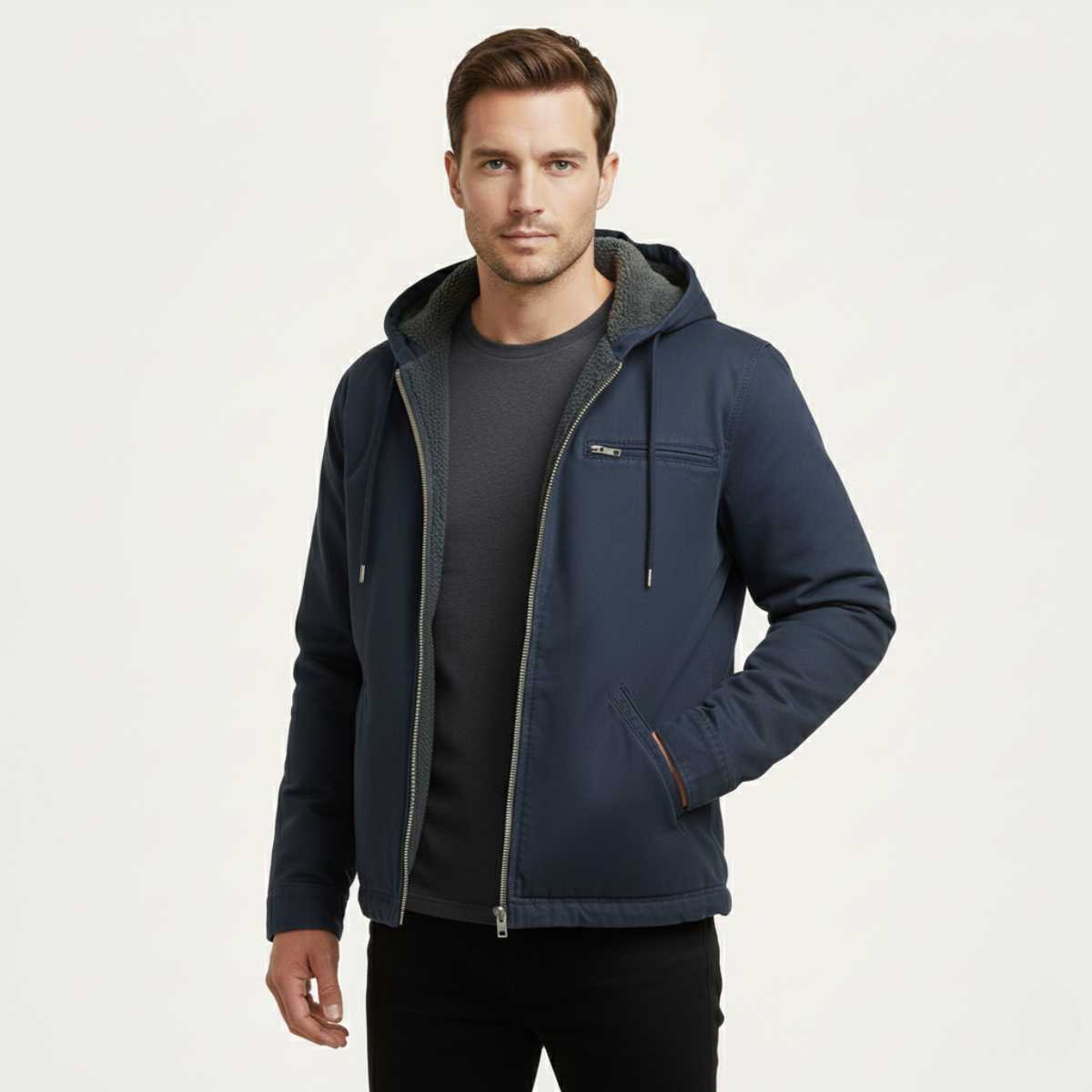 The Briarbrook Men’s Warm Fleece Lined Retro Hooded Jacket
