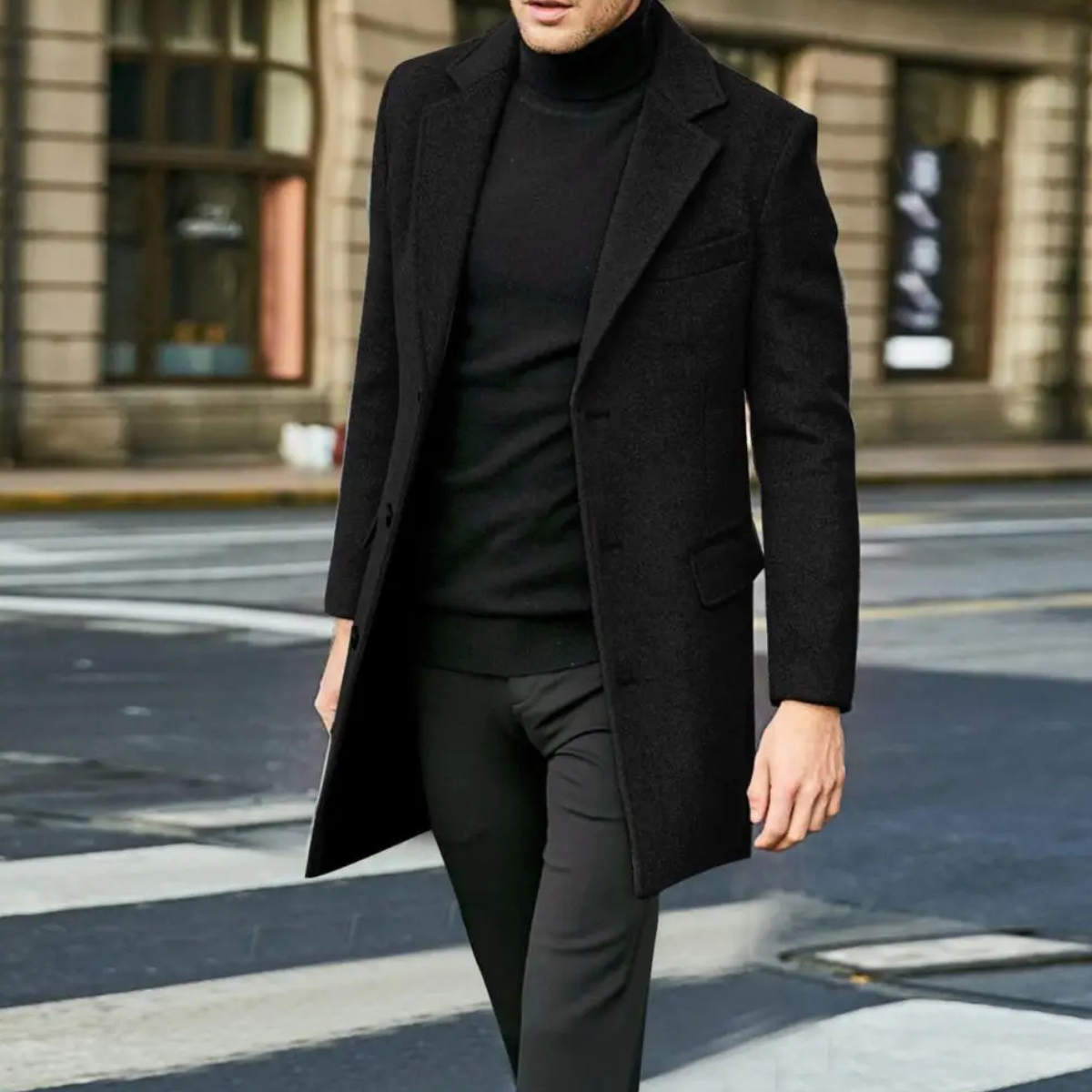 The Ravenswood Men's Single Breasted Wool Blend Overcoat