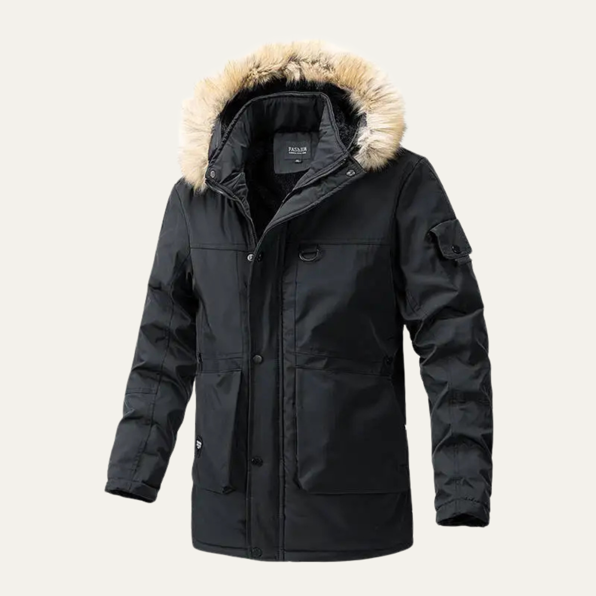 The Tropea Men's Hooded Padded Cotton Jacket with Fur Collar