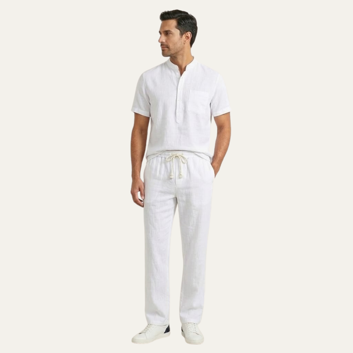 The Meadowhill Ridge Men’s Lightweight Cotton Linen Set Polo – Shirt & Pants