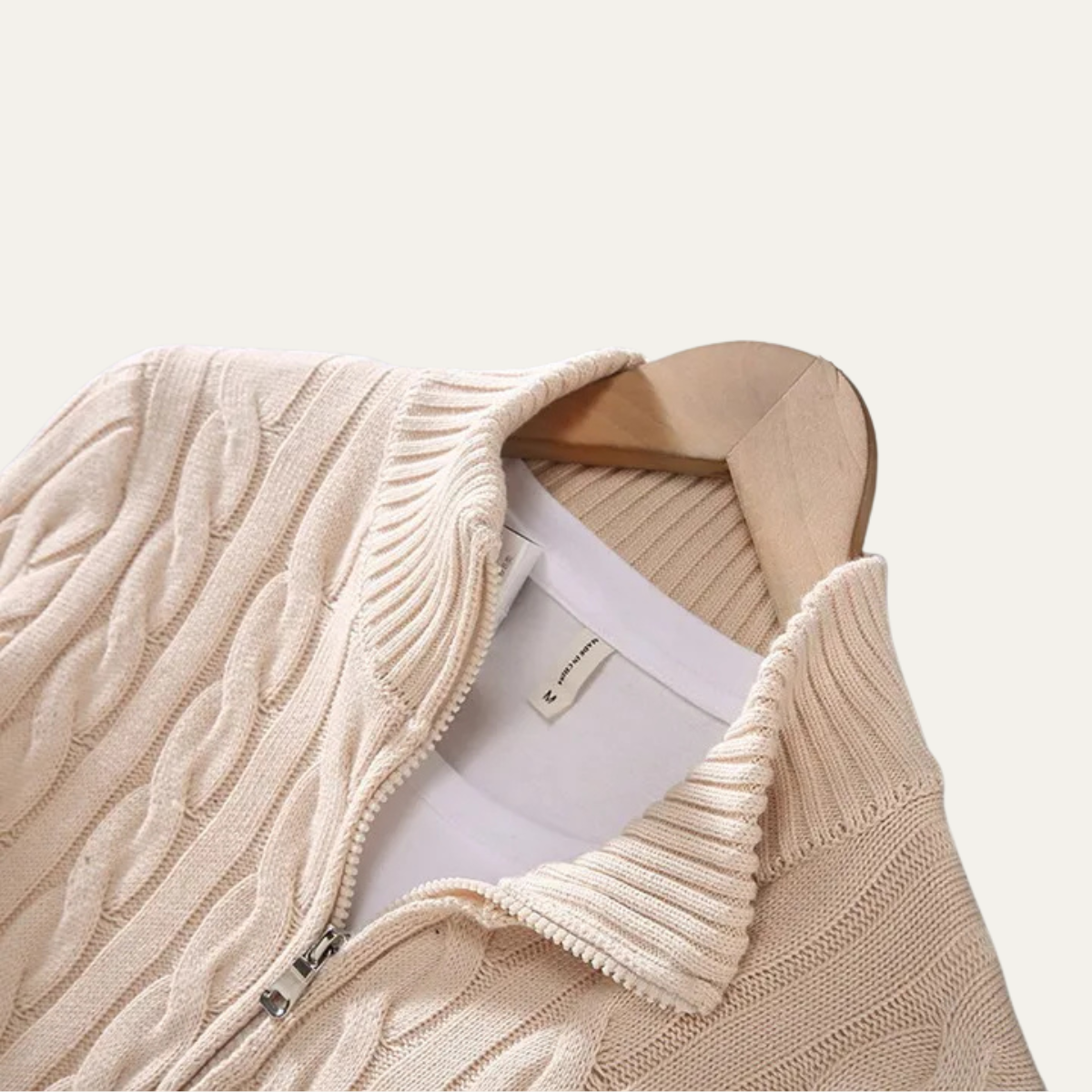 The Ashmeadow Men’s Soft 100% Cotton Cable Knit Half Zip Sweater