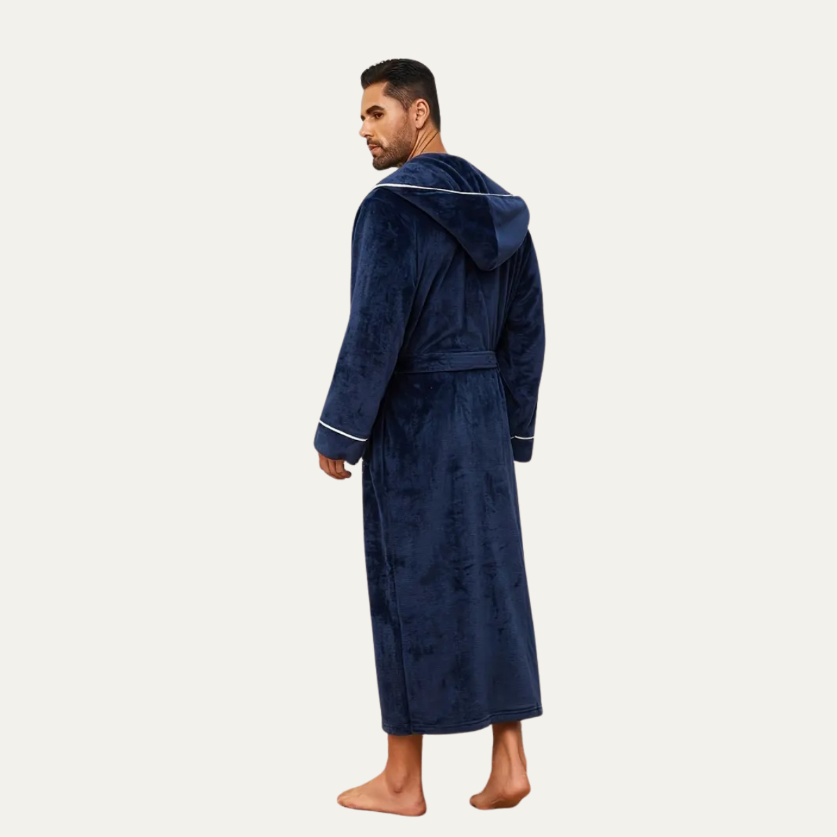 The Kenilworth Men's Hooded Fleece Long Bathrobe with Belt