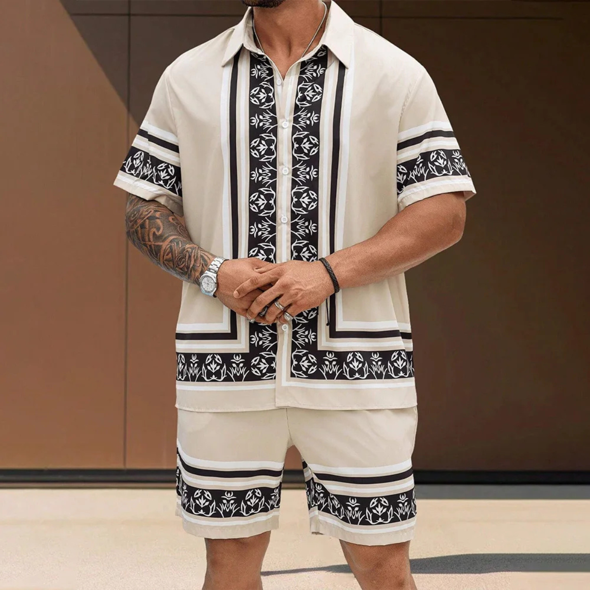 The Glenwood Ridge Men’s Casual Print Set – Shirt & Shorts