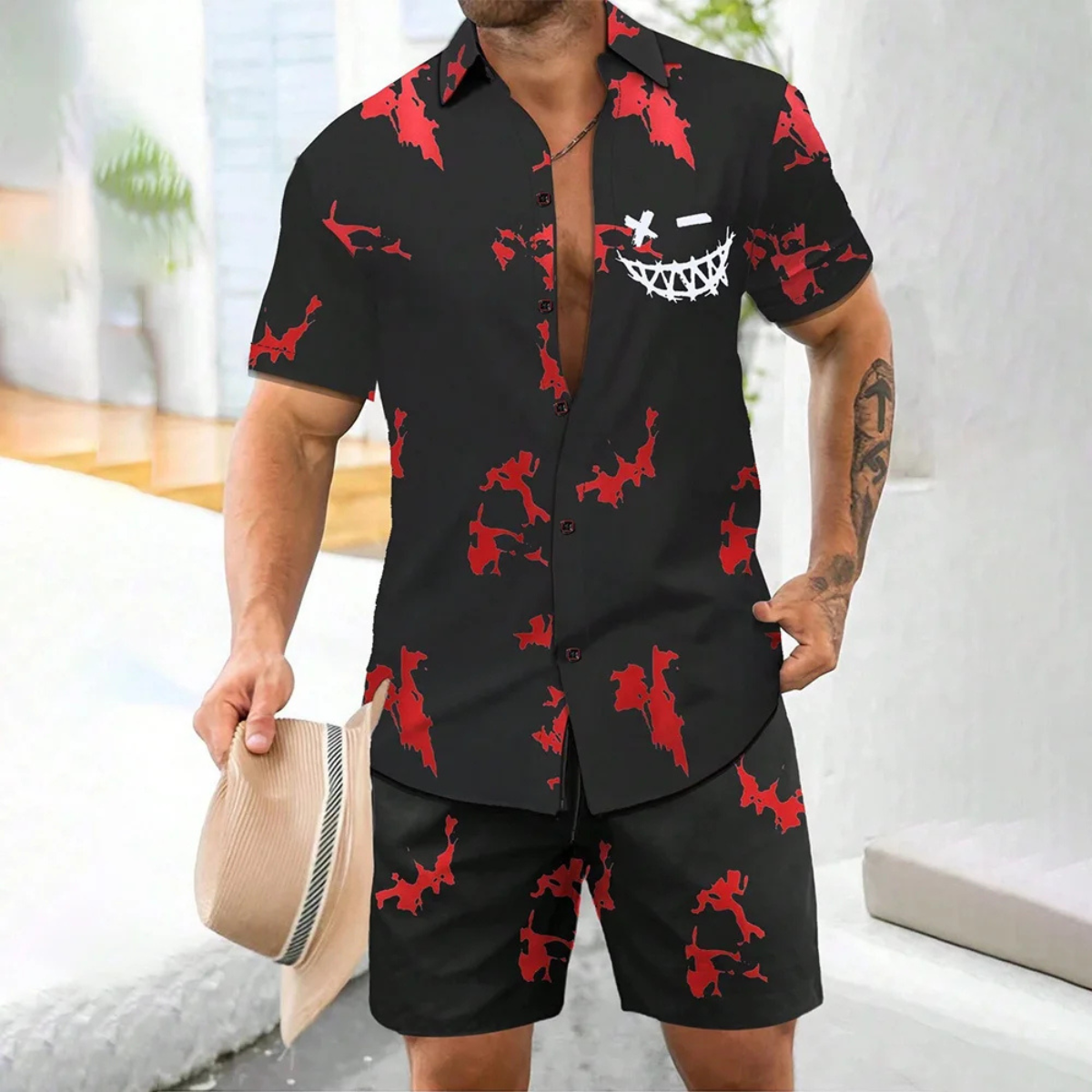 The Glenwood Ridge Men’s Casual Print Set – Shirt & Shorts