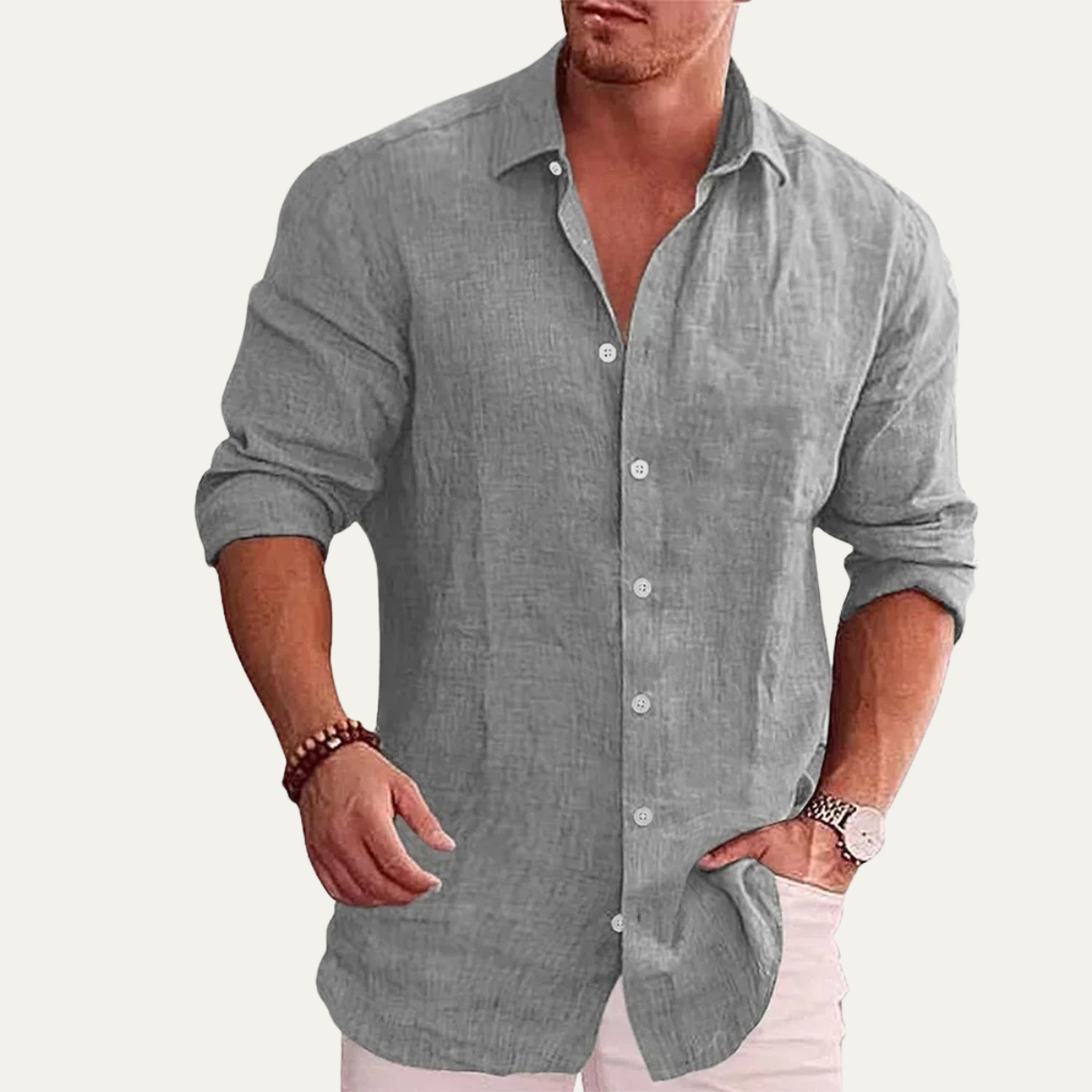 The Orvieto Men’s Cotton Linen Button Down Shirt