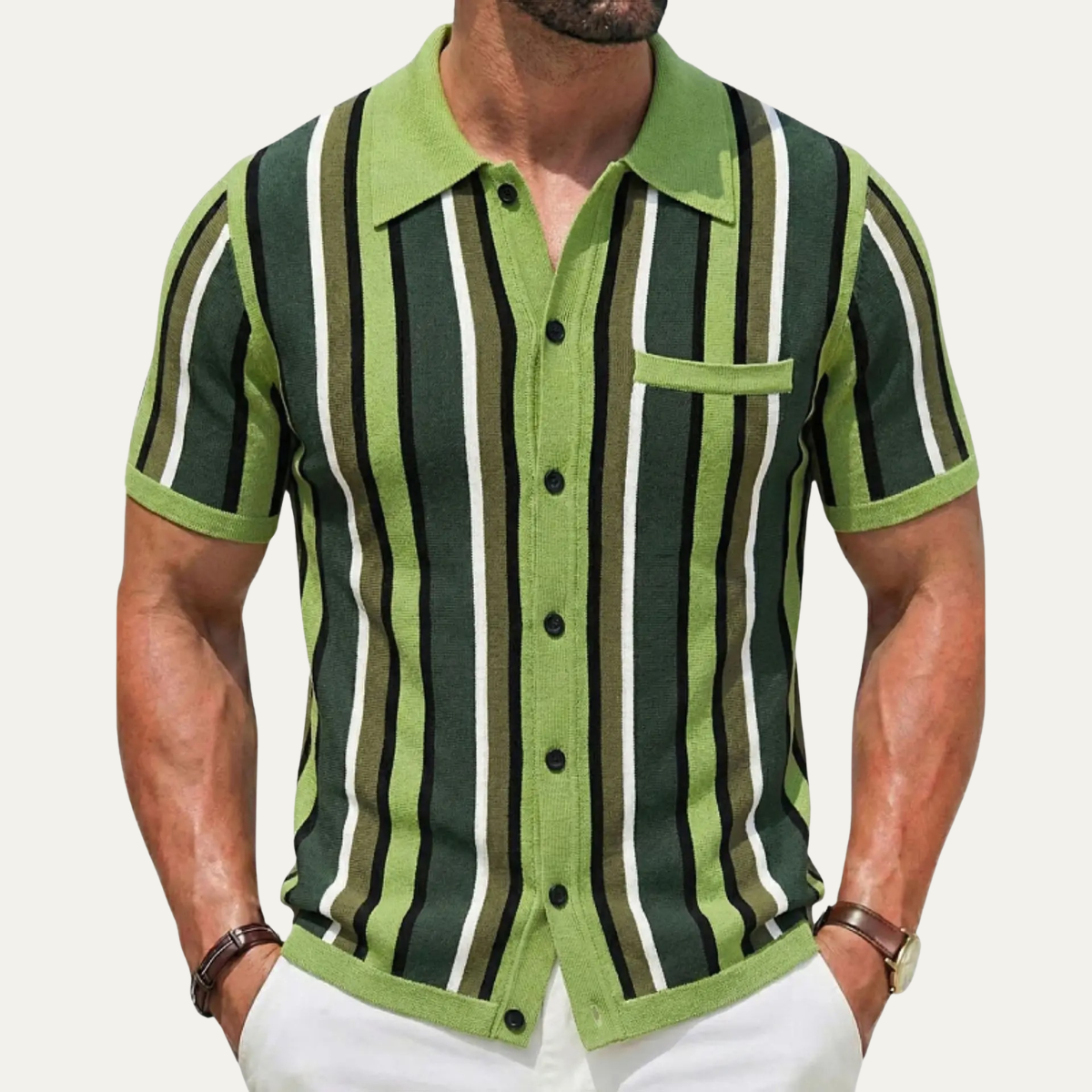 The San Gimignano Men’s Retro Striped Knit Trendy Polo Shirt