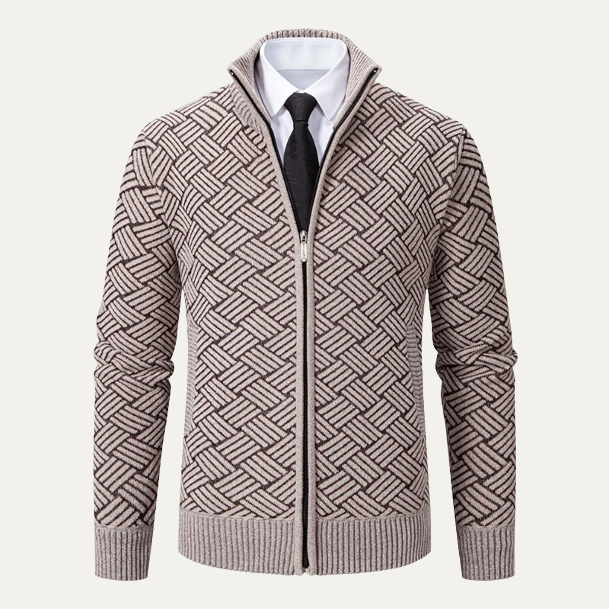 The Brackenridge Men’s Warm Fleece Lined Thick Knitted Full Zip Jacket