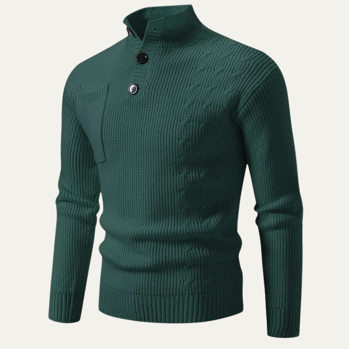 The Westgate Men’s Stand Collar Knit Sweater with Button Detail