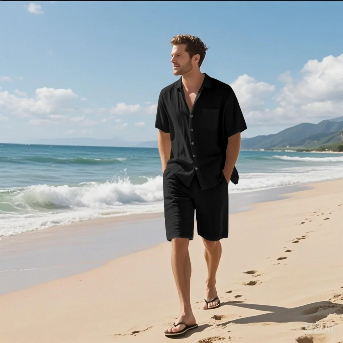 The Wexley Men’s Summer Retro Beach Set – Shirt & Shorts