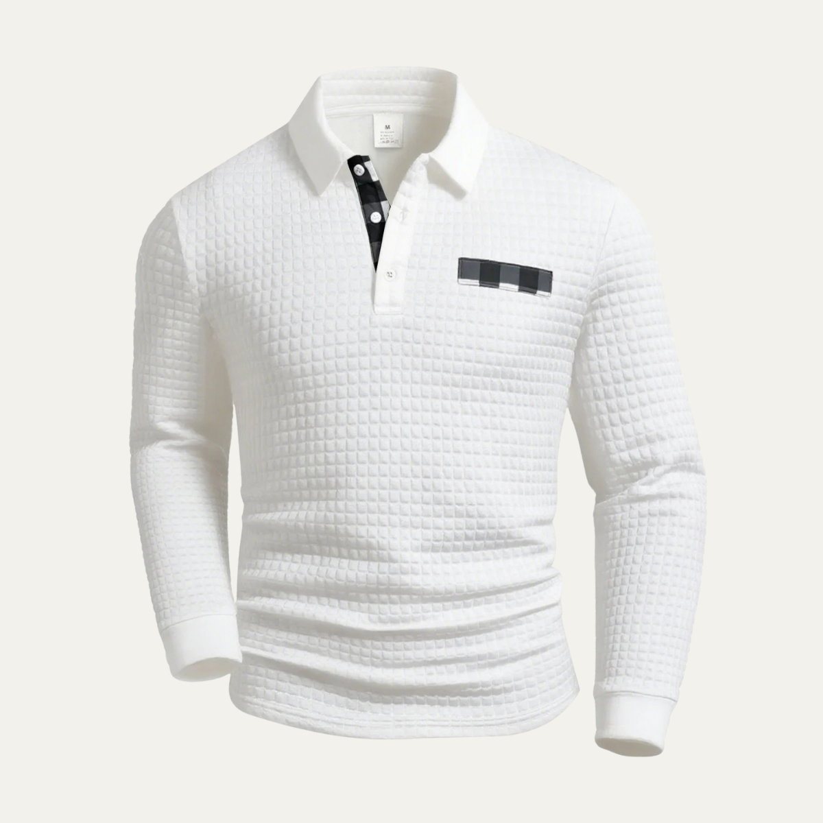 The Agrigento Men’s Textured Plaid Henley Collar Button Sweater