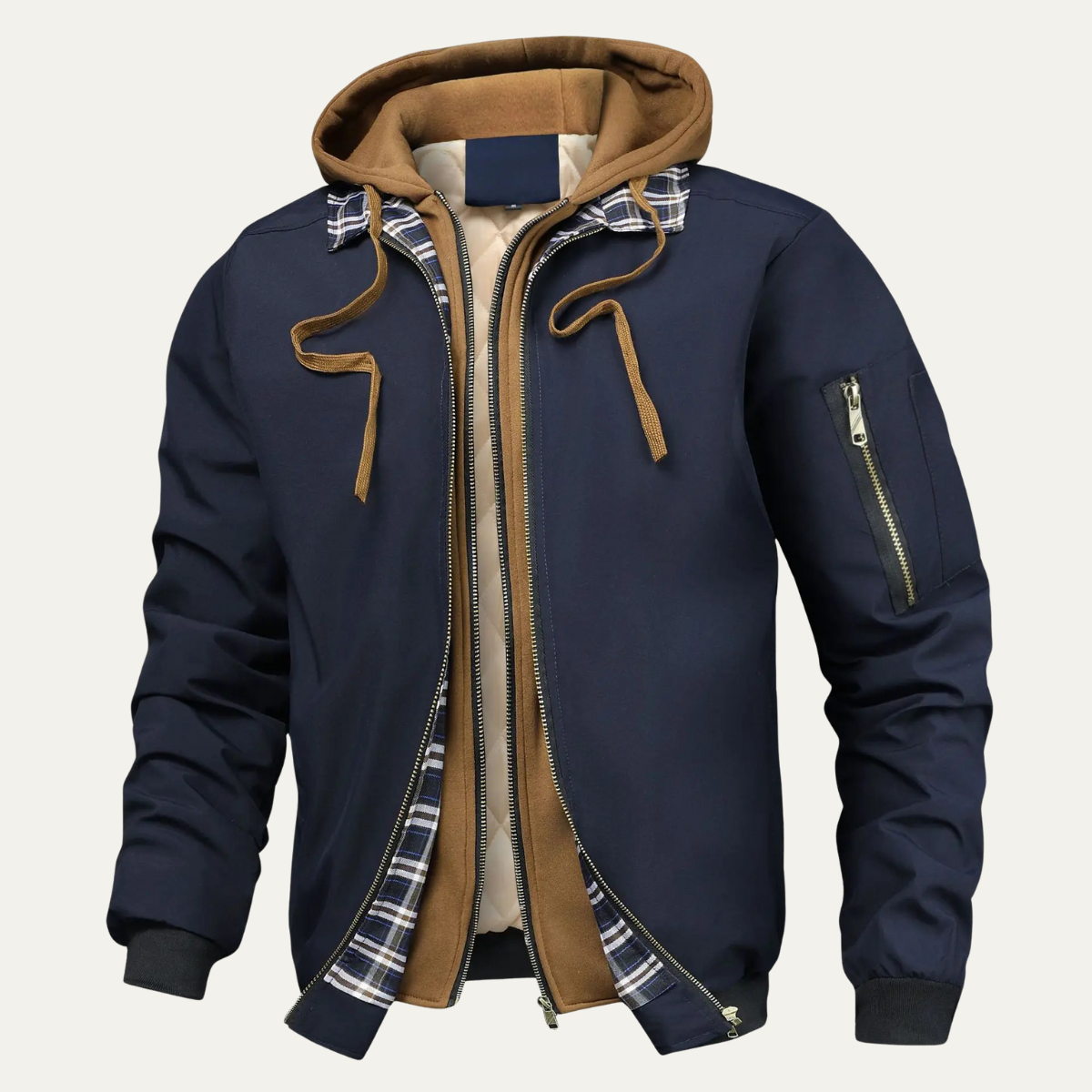The Lecco Men’s Multi Layer Hooded Bomber Jacket