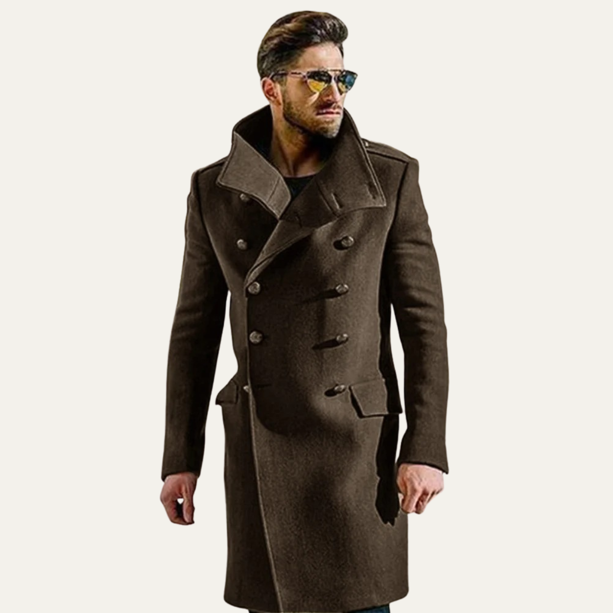 The Stratford Men’s Double Breasted Long Wool Trench Coat