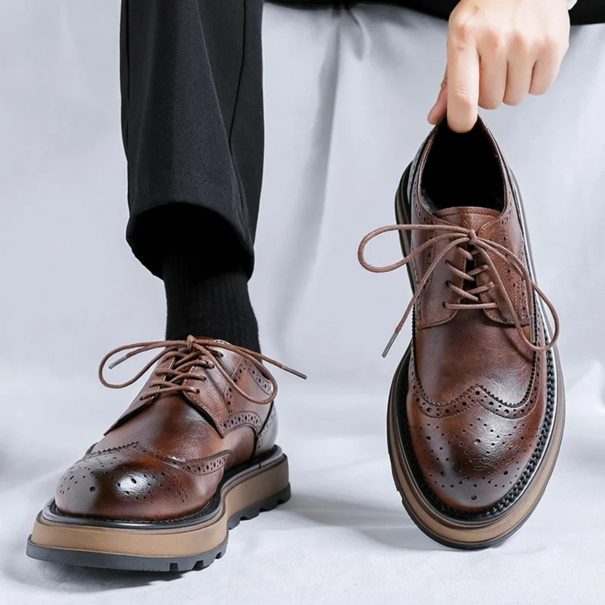 The Montalcino Men’s Leather Brogue Classic Lace Up Dress Shoes