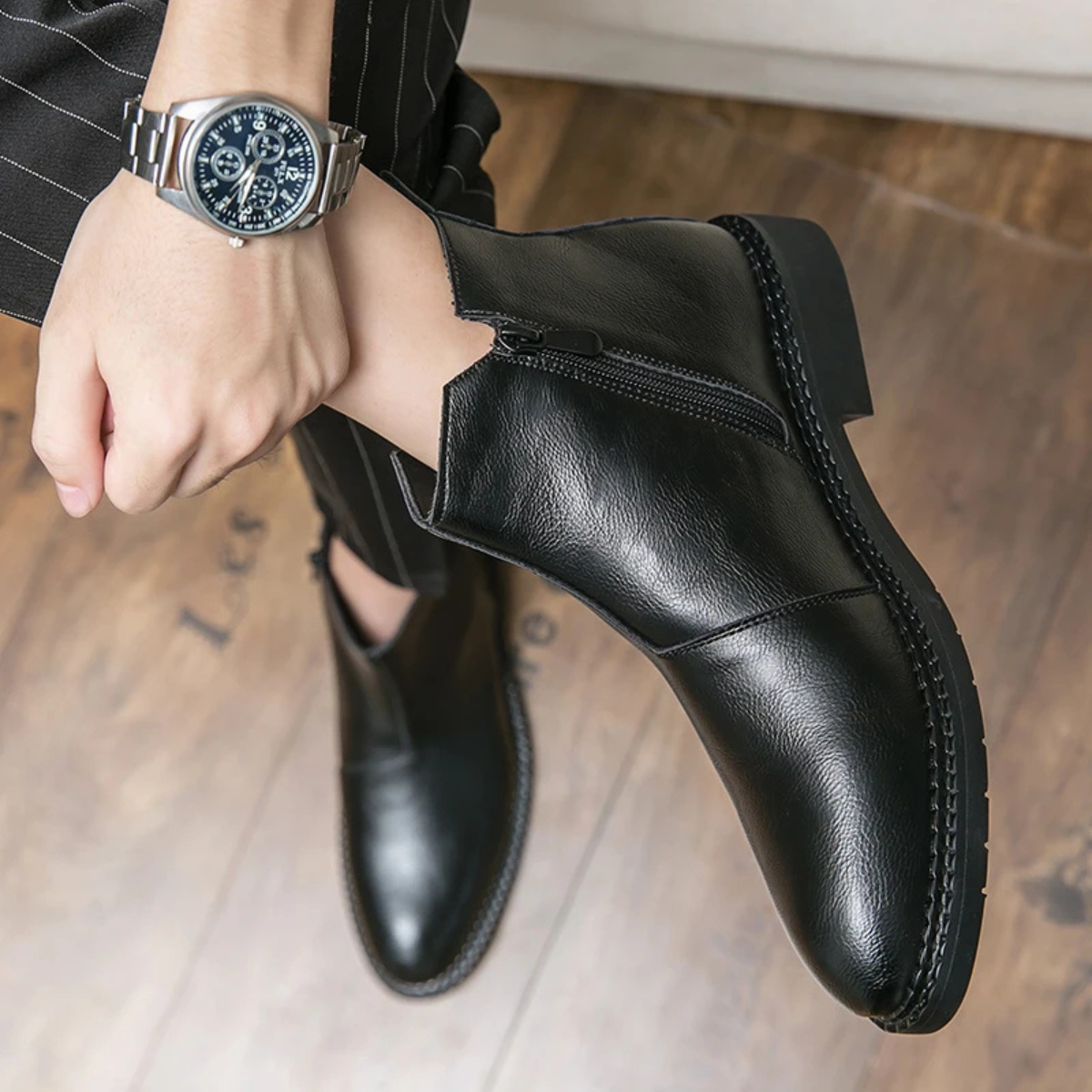 The Etna Rosso Men’s Classic Genuine Leather Ankle Shoes