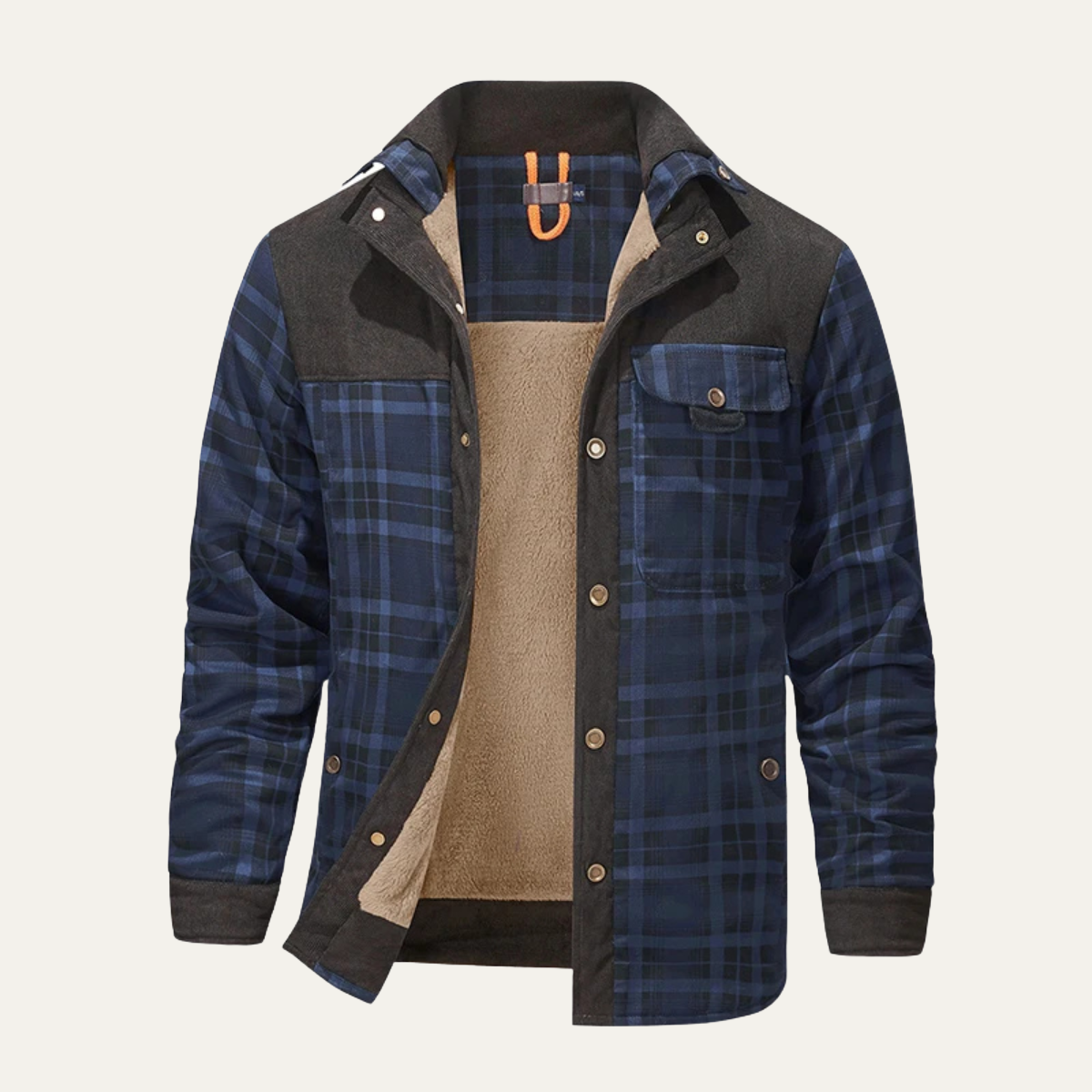 The Orvieto Men’s Stylish Plaid Flannel Jacket with Multi Pocket