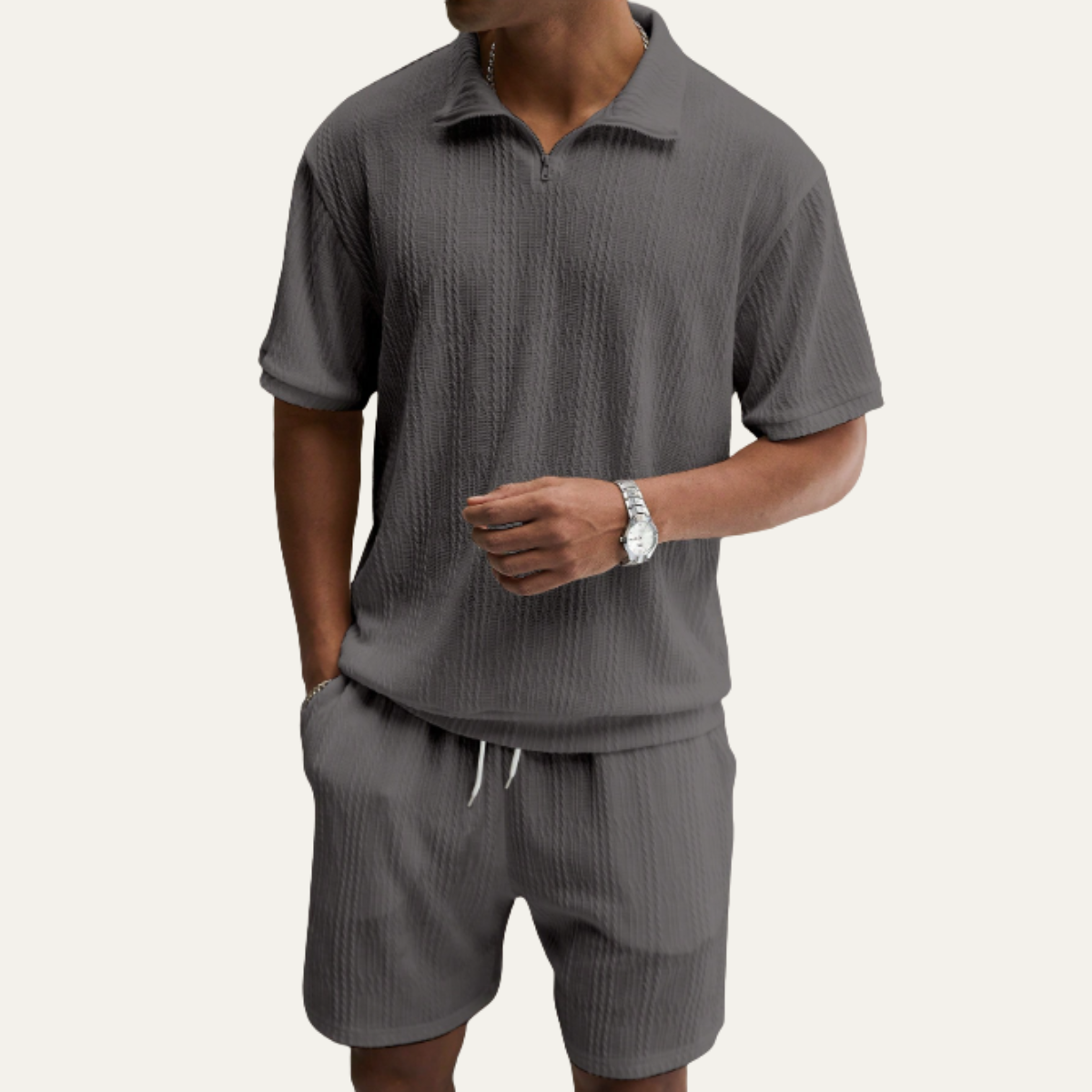 The Fairview Lane Men’s Solid Colour Casual Set – Polo Shirt & Shorts