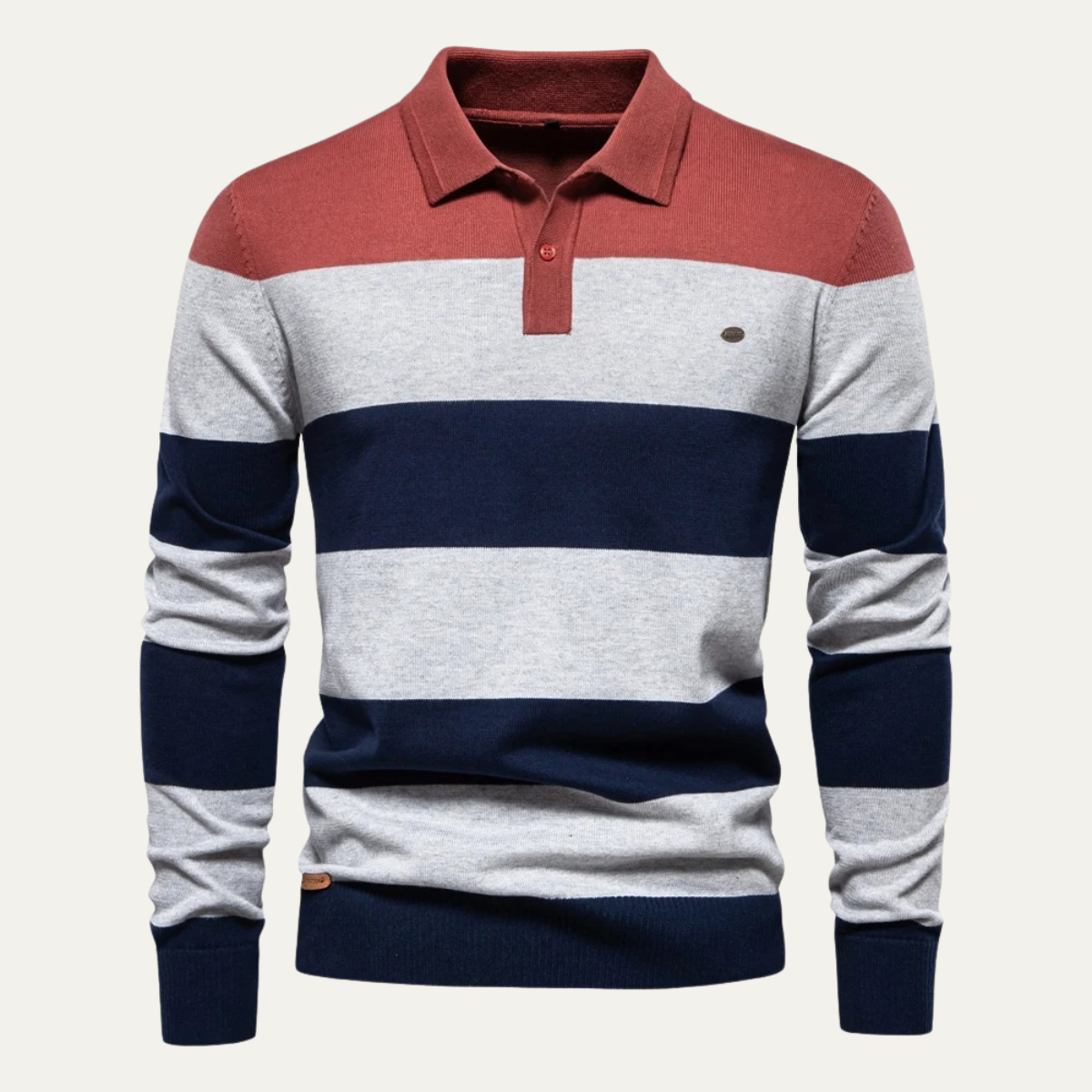 The Latina Men’s Cotton Button-Up Striped Knit Polo Sweater