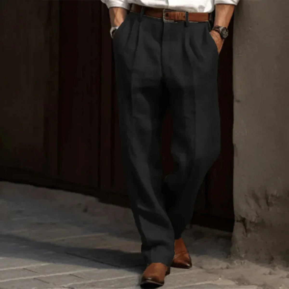 The Brighton Men’s Vintage Classic Tailored Pleated Pants