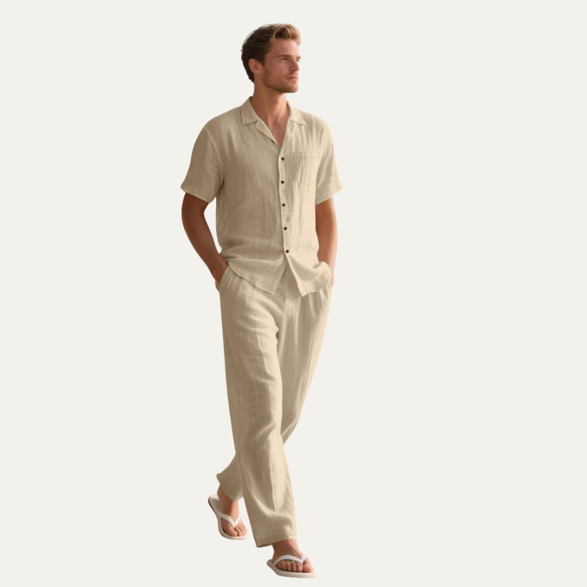 The Meadowfall Men’s Linen Trendy Summer Set – Shirt & Pants