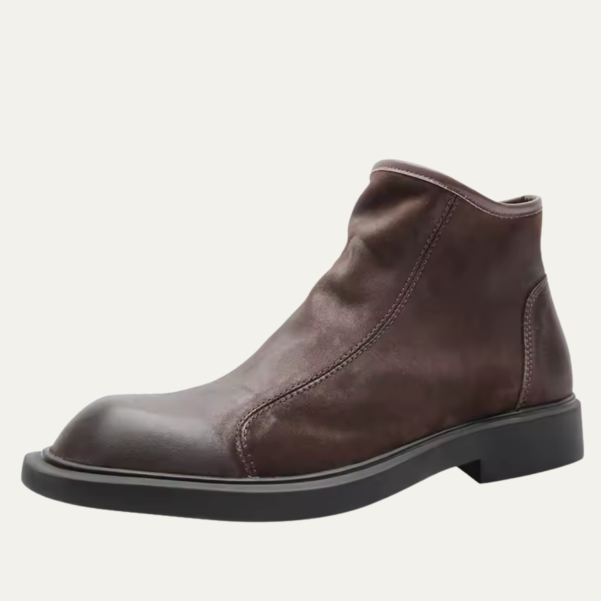 The Bari Men's Warm Plush Zip Up Leather Ankle Boots