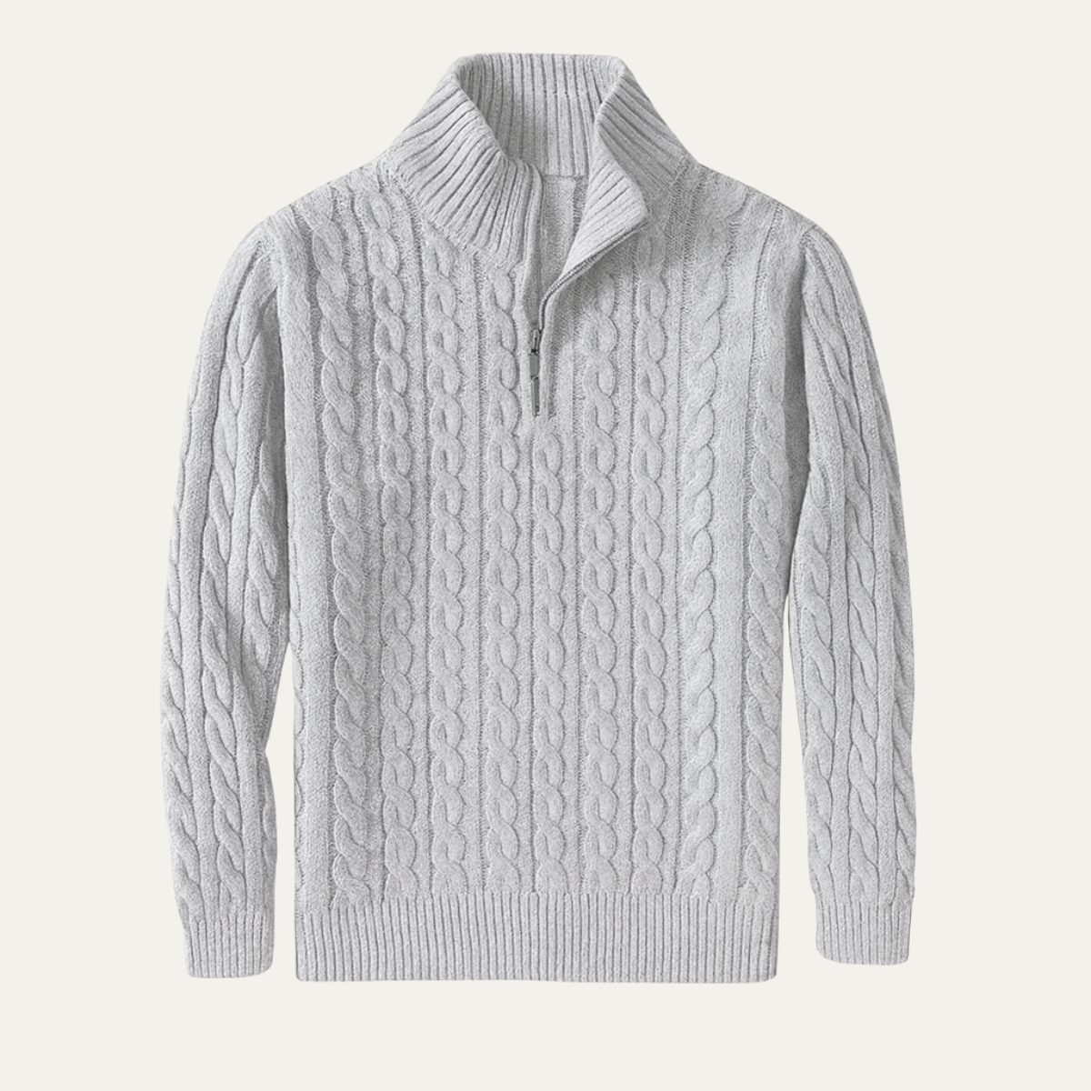 The Stratford Men’s Warm Quarter Zip Knit Cable Sweater