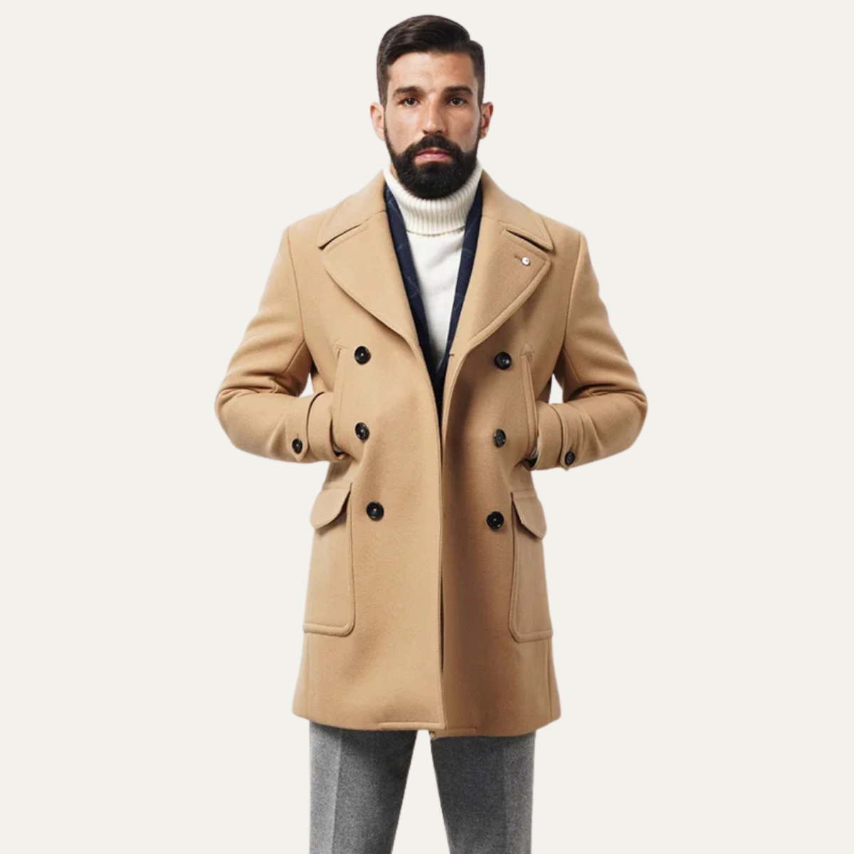 The Cremona Men's Elegant Double Breasted Casual Wool Blend Overcoat