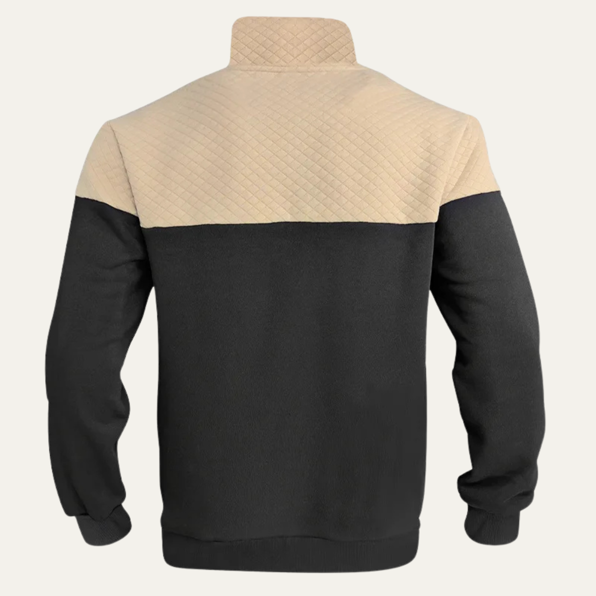 The Montfield Men's Quilted Stand Collar Color Block Half Zip Sweater