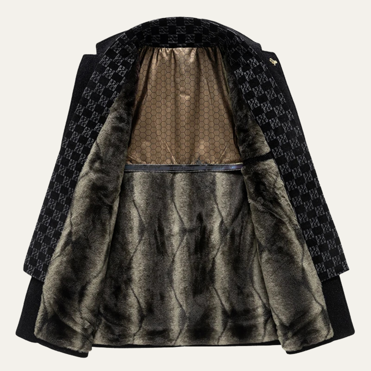 The Brighton Men's Warm Fur Lined Winter Coat with Scarf