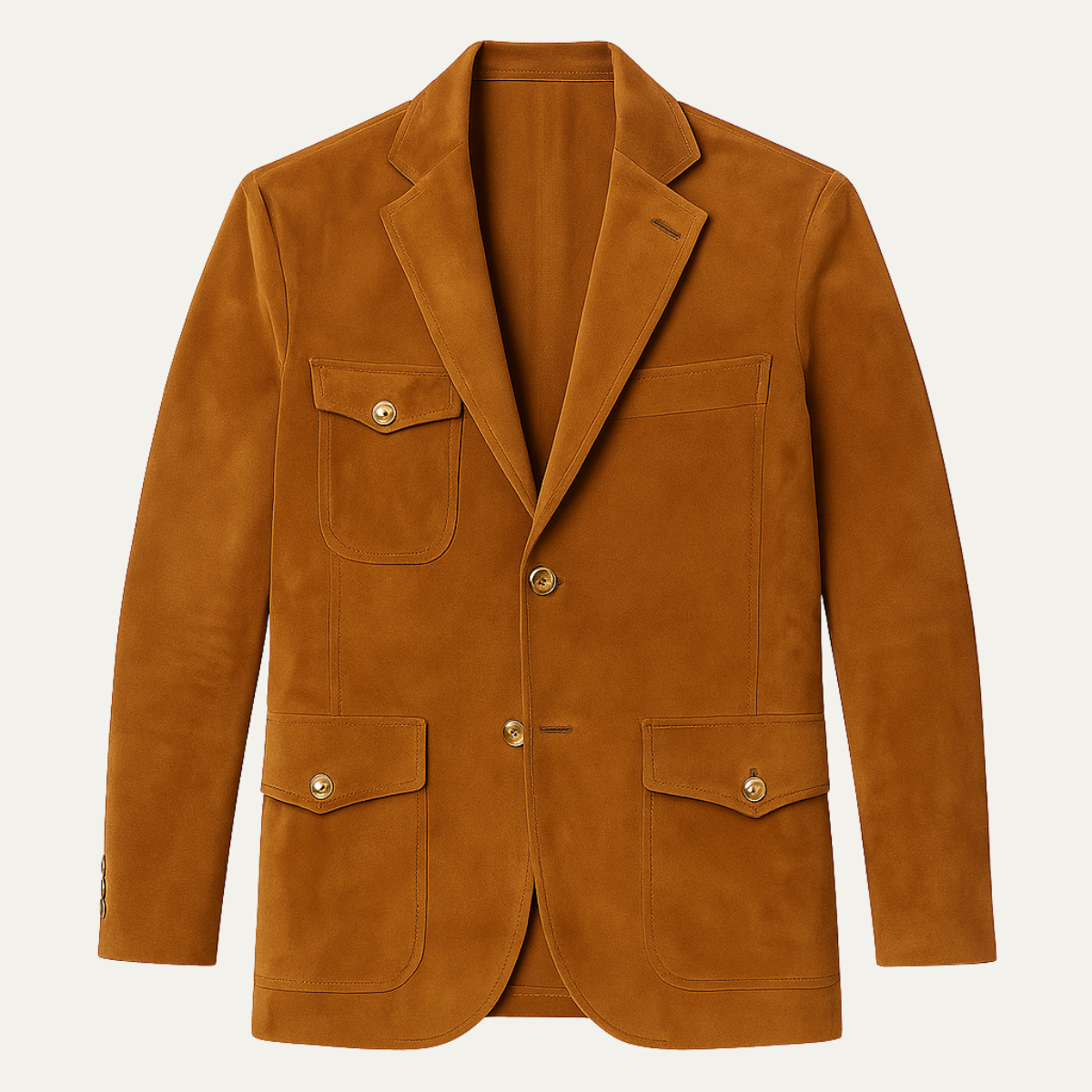 The Timberlake Men's Retro Tan Suede Blazer with Pockets
