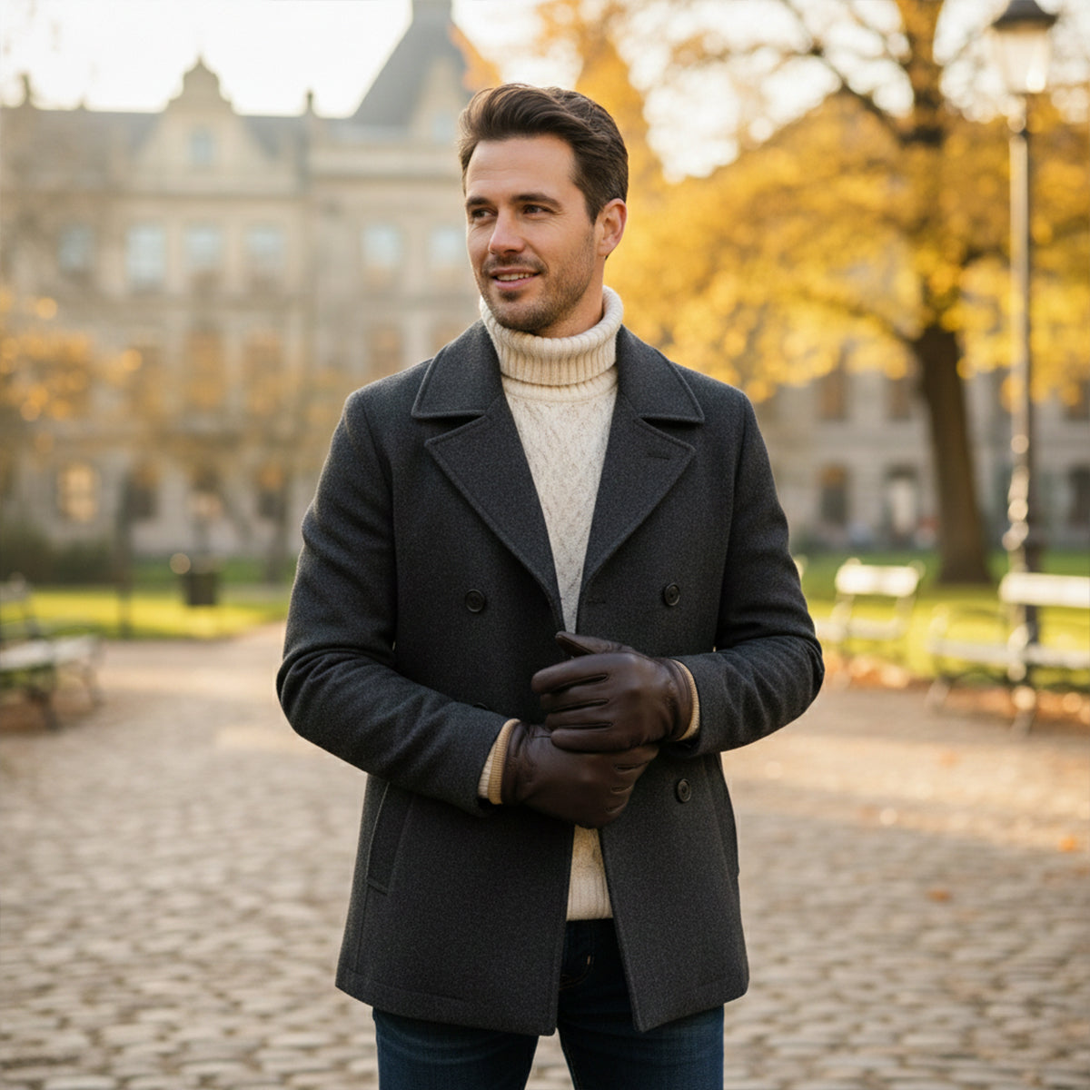 The Palermo Men's Leather Wool Lined Winter Driving Gloves