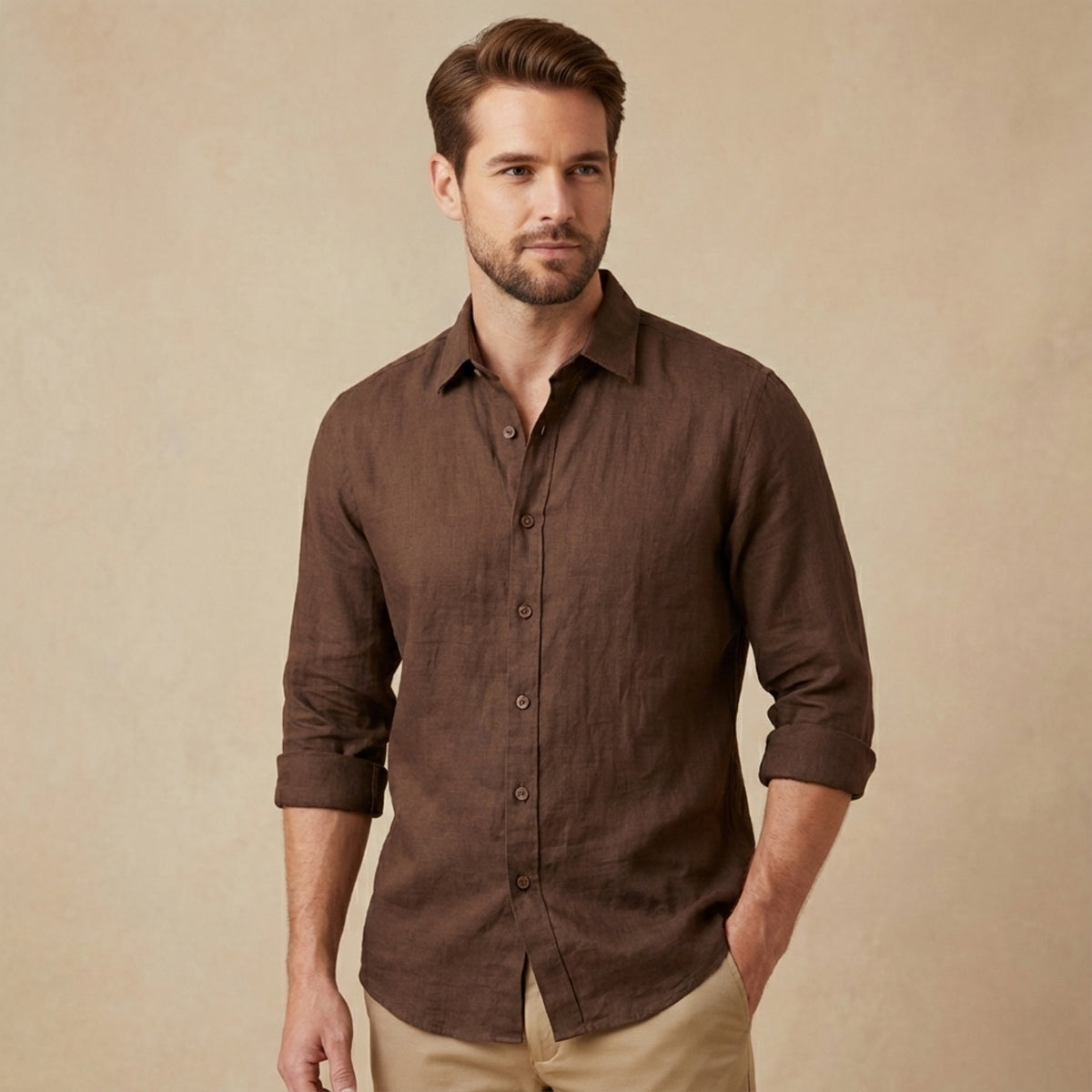 The Zurich Vintage Long Sleeve Linen Shirt for Men
