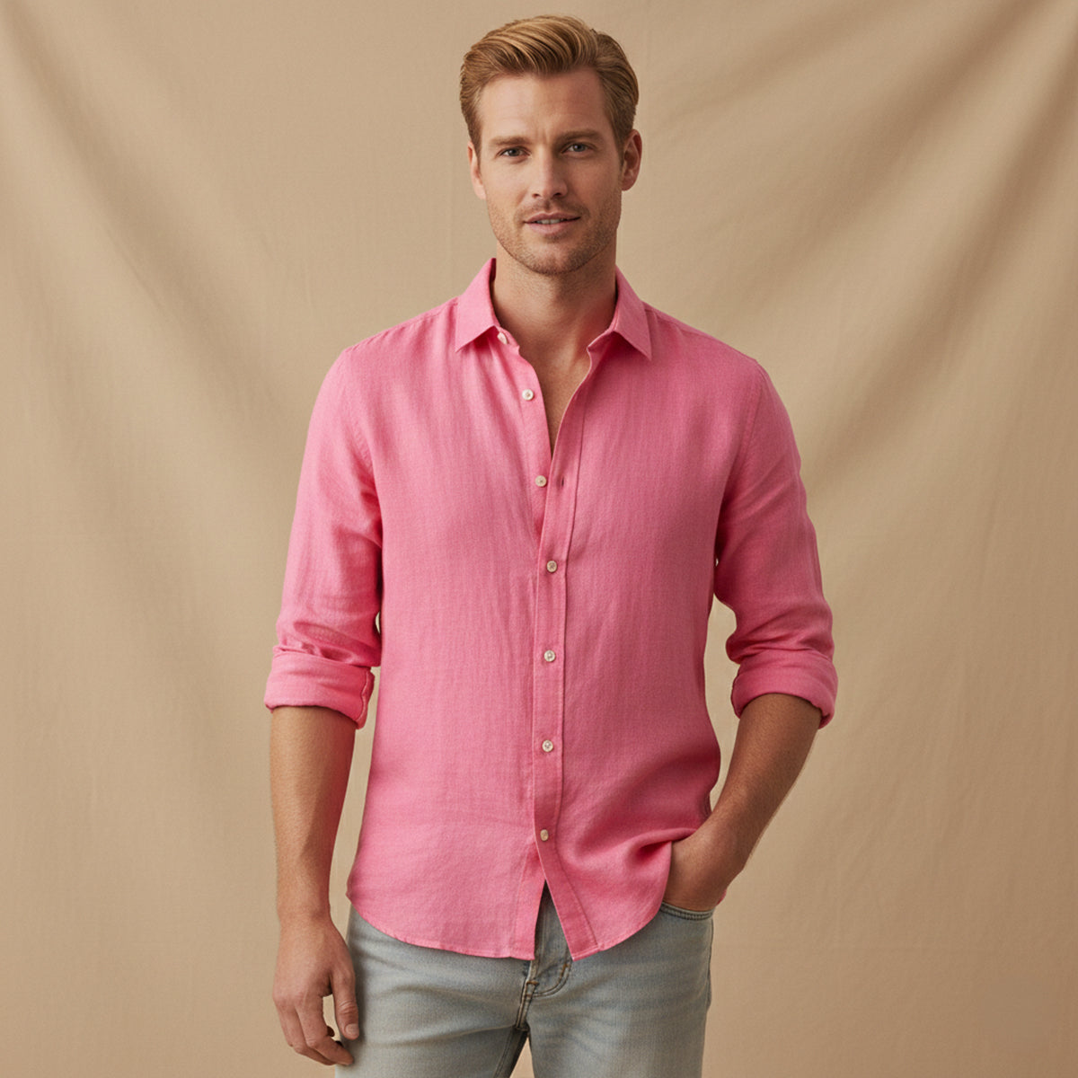 The Richmond Men’s Lightweight Cotton Linen Button-Up Shirt