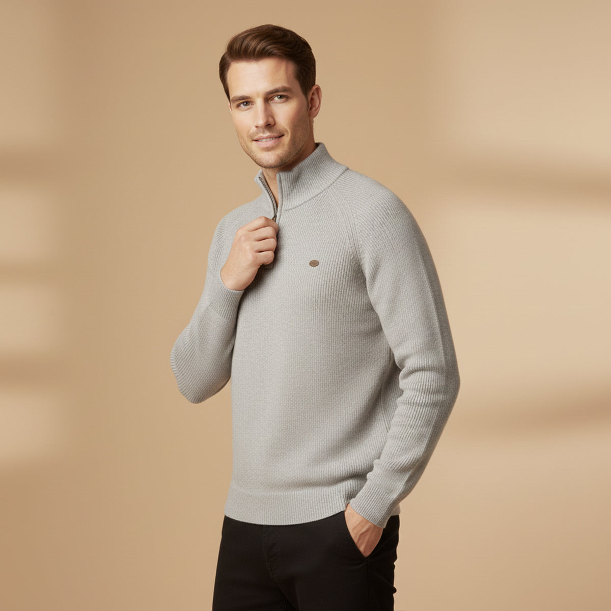 The Lignano Men’s Cotton Knit Smart Casual Quarter Zip Sweater