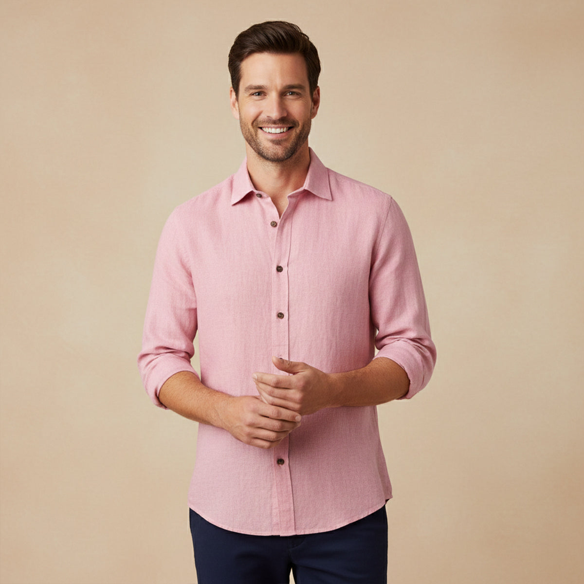 The Zurich Vintage Long Sleeve Linen Shirt for Men