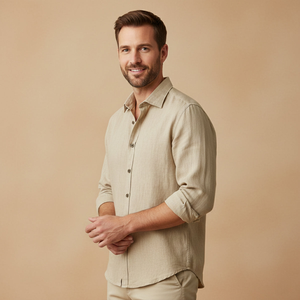 The Zurich Vintage Long Sleeve Linen Shirt for Men