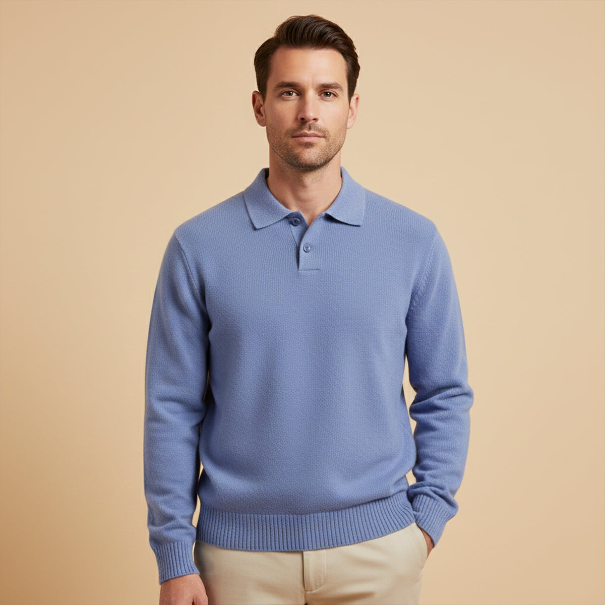 The Four Seasons Men’s Cashmere Buttoned Polo Knit Sweater