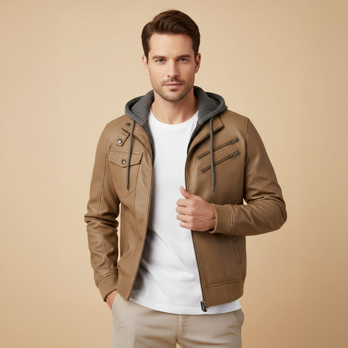 The Palermo Leather Bomber Jacket – Men’s Hooded Classic Style