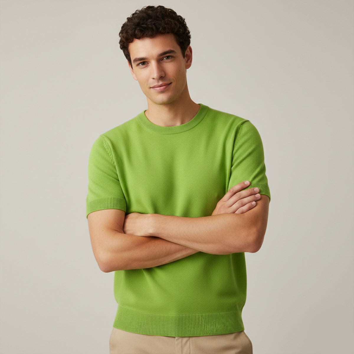 The Evoque Men’s Slim Fit Cashmere Shirt – Lightweight Short Sleeve Knit