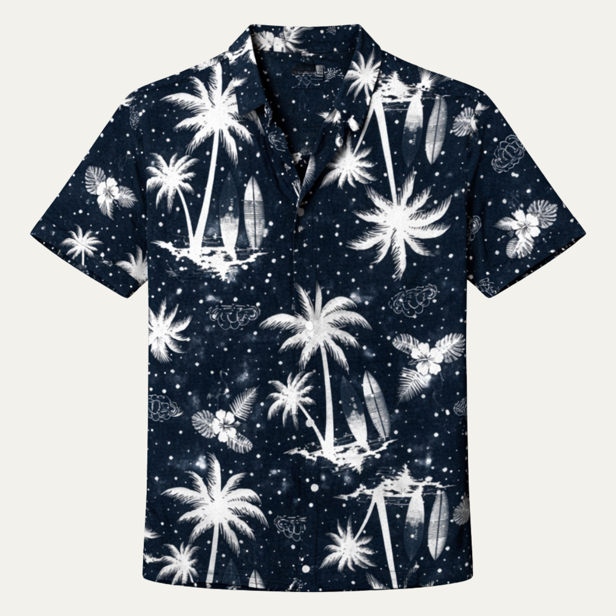 The Ridgewind Men’s Retro Tropical Coconut Print Hawaiian Beach Shirt