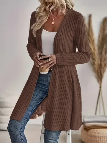 Women's Trendy Ribbed V Neck Long Cardigan