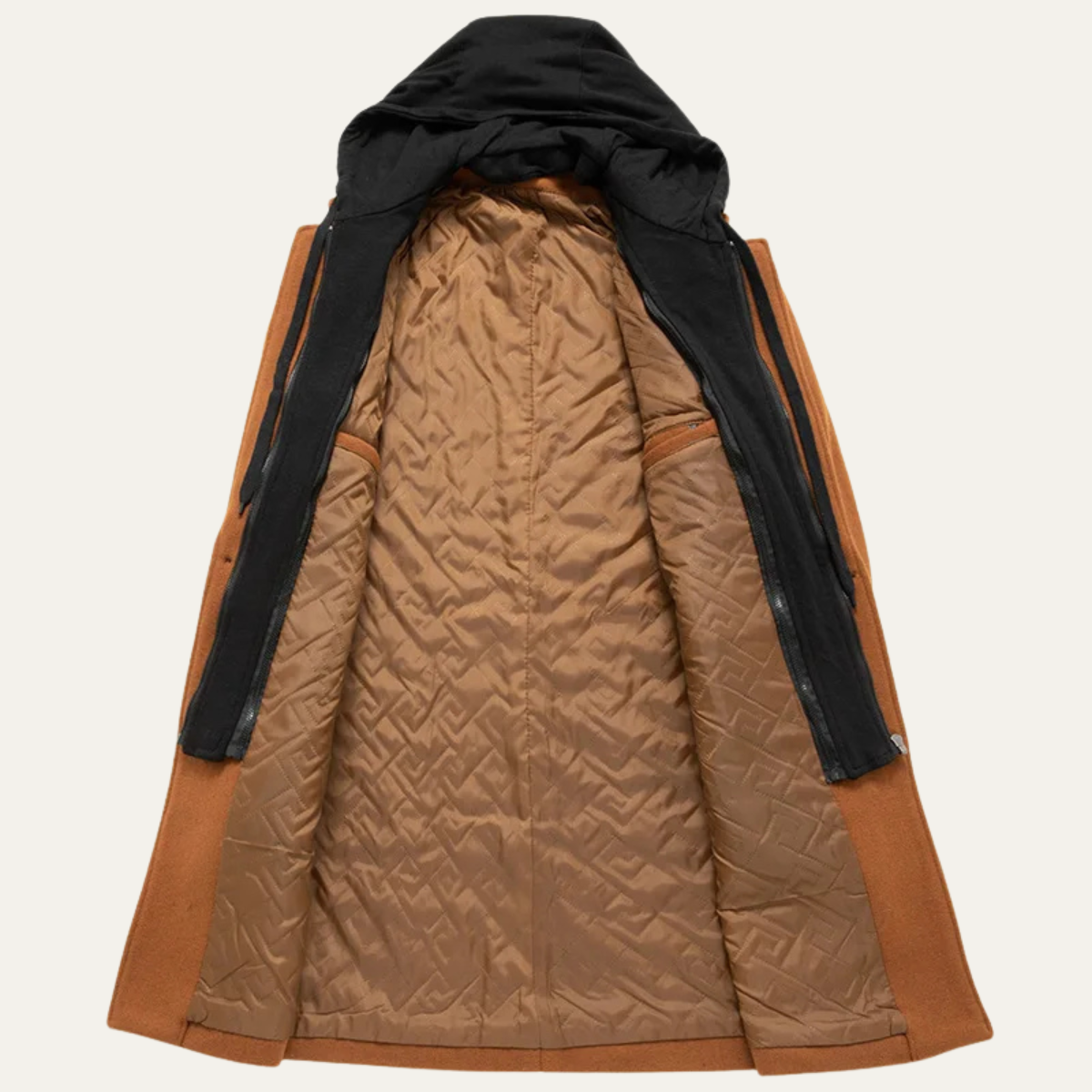 The Arundel Men's Hooded Wool Overcoat with Quilted Lining