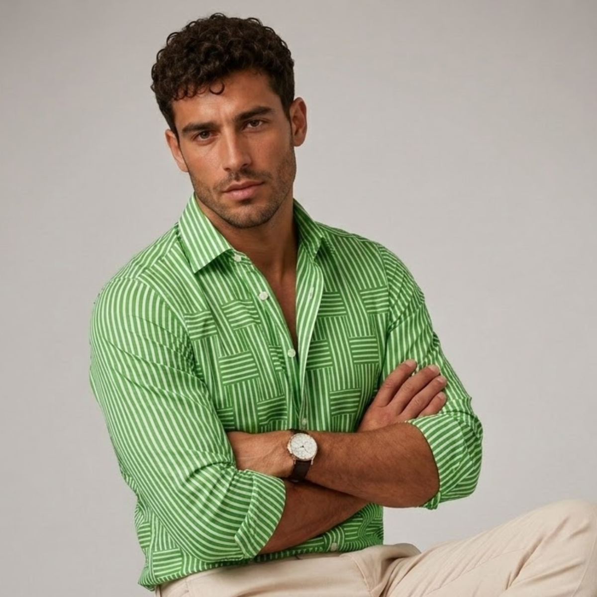 The Dunhill Men’s Lightweight Striped Wrinkle Resistant Shirt