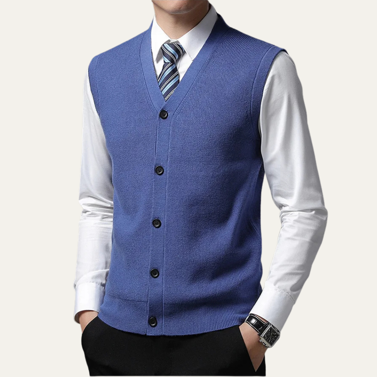 The Castellammare Men’s Smart Button Knit Waistcoat