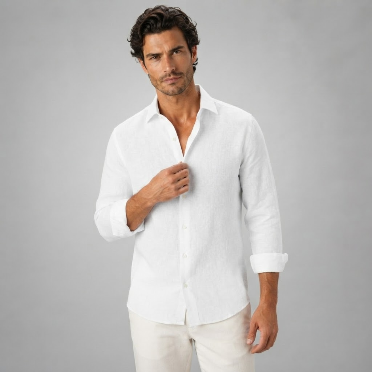 The Orvieto Men’s Cotton Linen Button Down Shirt