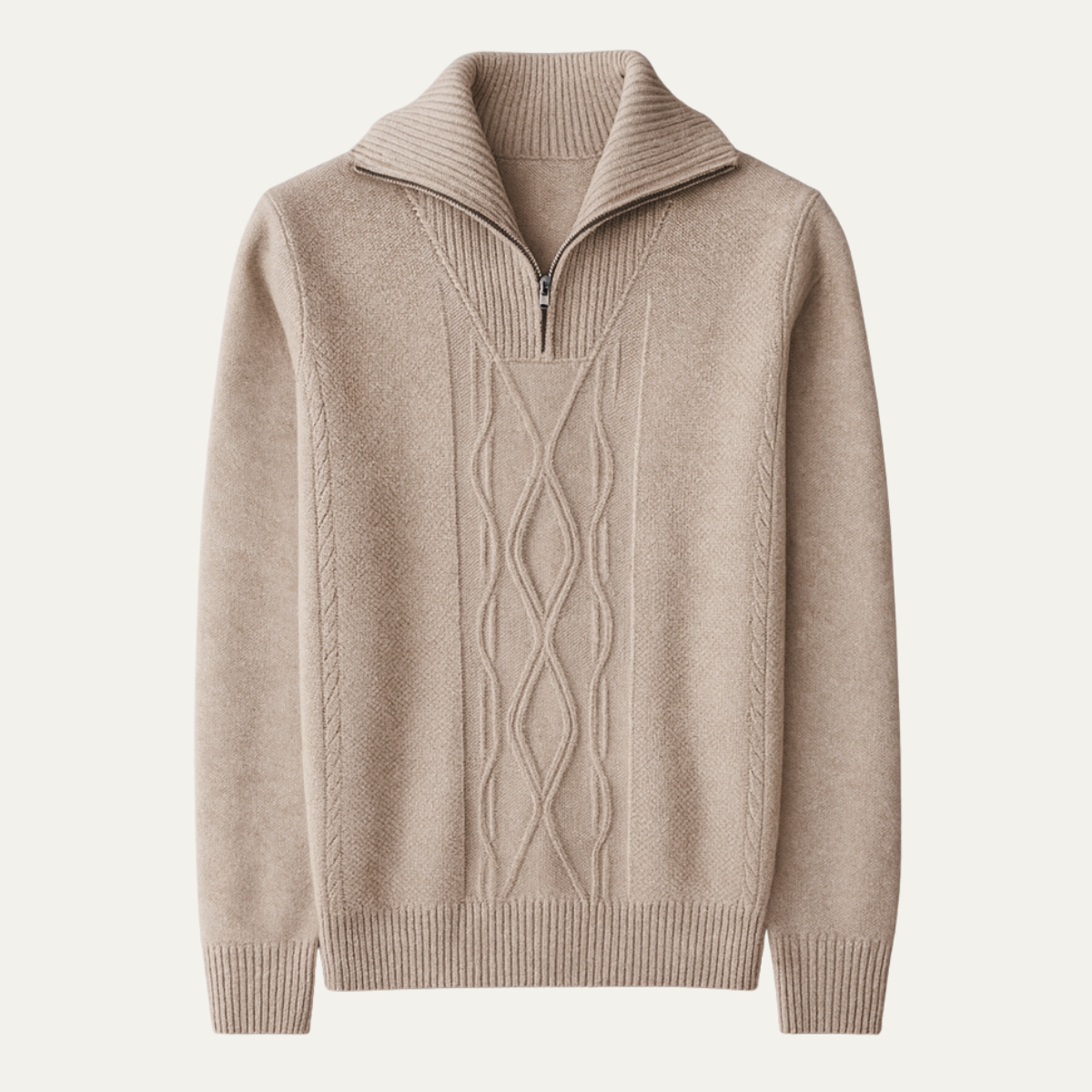 The Riverhill Men's Cashmere Cable Knit Half Zip Sweater